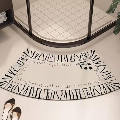 YUMEIGE Arc-Shaped Shower Mat - Gebogene Duschmatten, schnell trocknende Gebogene Badematte for runde und Eckduschen, stark saugfähige Eckbadematte, rutschfeste Gummiunterseite, leicht zu reinigen(B)