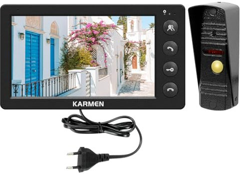 Karmen videoportero con Cable, intercomunicador de Puerta, Impermeable al Aire Libre, visión Nocturna infrarroja, Hablar con el visitante, admite CA 100V-240V