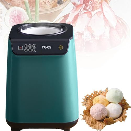 Máquina de helados totalmente automática de 135 W con compresor, capacidad de 1,2 L, función de mantener frío, temporizador, pantalla LED, fiestas y cenas