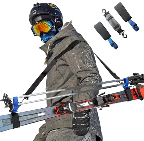 SGQTZDZQ Ski Strap and Pole Carrier - Easy-to-Use Downhill Skis Accessory for Effortless Gear Transportation - Compact and Adjustable Ski Straps for Carrying
