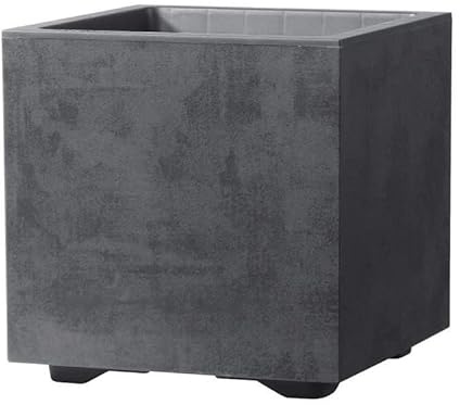 Vaso Cubo - DEROMA - Millennium R - Antracite - Con riserva d'acqua - 25 cm