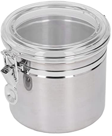 Barattolo per caffè, Contenitore Sigillato in Acciaio Inossidabile per Alimenti, Ermetico, per Frutta Secca, Latte in Polvere, tè, Grande, 1600 Ml, con Coperchio in Arilico