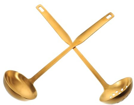 Alipis 2pezzi Mestolo Per Servire in Acciaio Schiumarola Per Cucinare Set Per Zuppe e Hotpot Colino Per Filtrare e Servire
