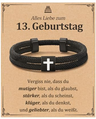 Geburtstagsgeschenk für Jungen mit Botschaft – Kreuzarmband für Sohn, Enkel oder Neffen...