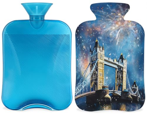 Borsa dell'acqua calda con coperchio, 2 l, per alleviare il dolore, collo morbido e spalle, mani e piedi, impacco caldo e freddo, per adulti e bambini