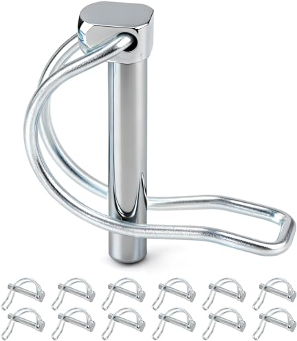 12 Stück Klappsplint D-Form 8 x 50 mm Sicherungsstift | Kohlenstoffstahl, mit Rastverschluss Rohrklappstecker, für Mechanik Anhänger Zeltgestänge Fitnessgeräte