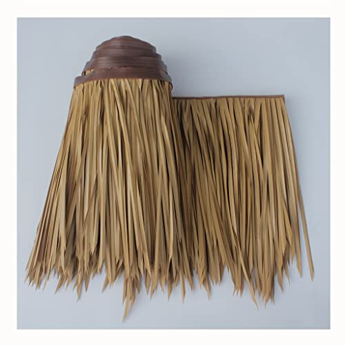 Plastic Simulated Thatch Roll Palm Leaf Roofing Antique Tile Decoration Garden Scenery Wooden House Artificial Hair Straw Pavilion PE/PVC Fake Straw for Resort Farm Roof(Yellow e,0.5x1m/1.64X3.28ft)