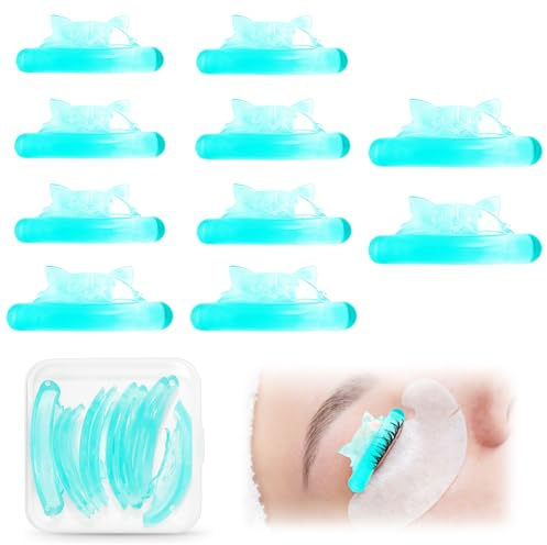 10 almohadillas autoadhesivas de silicona para levantamiento de pestañas, 5 tamaños, reutilizables, para todas las formas de ojos, en casa y en el salón (verde)