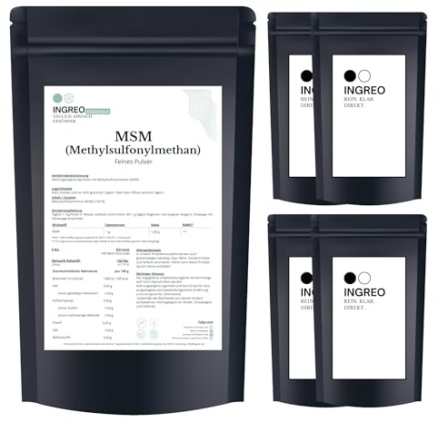 5kg (5x1kg) MSM Pulver 100% reines Methylsulfonylmethan Schwefel Pulver ohne Zusätze, hochrein abgefüllt in Hamburg msm pulver hochdosiert powder pulver für menschen pferde hunde tiere