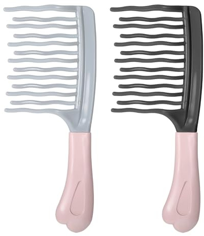 2 Pack Wide Tooth Comb for Curly Detangling Hair Brush with Double-layer Wavy Tooth Design Portable Travel Curl Comb for Adults Fluffy Hairdressing Styling Tool for Long Thick Dry Wet Hair