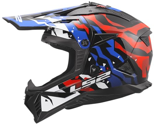 LS2, Motocross Helm FAST II GROTESK White Blue Red, L