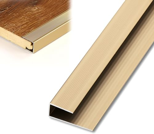 1 Stück U-Profil Übergangsprofil Übergangsschiene, Boden Übergangsschiene, Für Schwellen Fliesen Holzböden Teppich, Silber(Gold,26x8.0mm)
