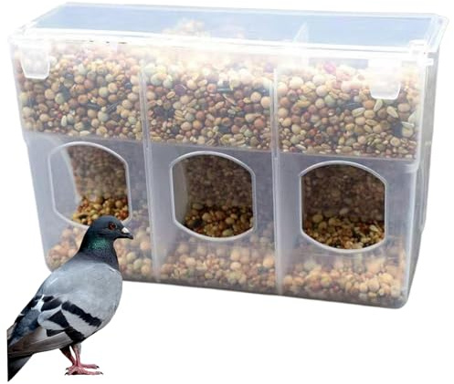Comedero para Palomas, comedero para codornices de 3 Orificios con Compartimento y Tapa a Prueba de Polvo, estación de alimentación de Alimentos Colgante para Accesorios de Jaula