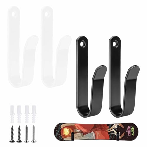 PXRLMYF 4 Stück Snowboard Halterung Wand mit Schraube(Weiß,Schwarz) | Snowboard Wandhalterung Horizontal Skateboard Wandhalterung für Snowboard, Skiboard, Longboard, Skateboard