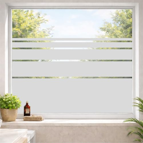 INDIGOS UG Sichtschutzfolie Fenster innen - Selbstklebende Milchglasfolie Blickdicht mit Lichtdurchlass - Fensterfolie Bad, Büro, Glastür - 200x50 cm