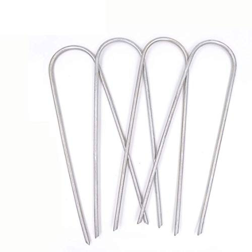 FCS Garden Grapas de sujeción galvanizadas en Forma de U, Grapas para Suelo, Adecuadas para la fijación de la Tela Anti malezas, 15cm (Color : Without Gasket, Size : 100pcs)