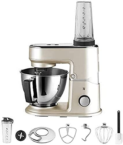 WMF Küchenminis Edition Mini-Küchenmaschine, platzsparend, Mixer für Smoothies, 3l-Schüssel, Softanlauf, Planeten-Rührwerk, 8-stufige Knetmaschine, 3 Rührwerkzeuge, 430W, edelstahl matt, beige