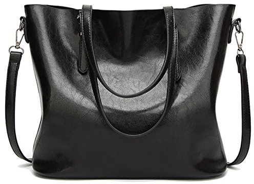 Coolives Sac Cabas pour Femme Tote Sacs à Main portés épaule avec Bandoulière Sac a Main Fourre-Tout en Cuir PU Noir
