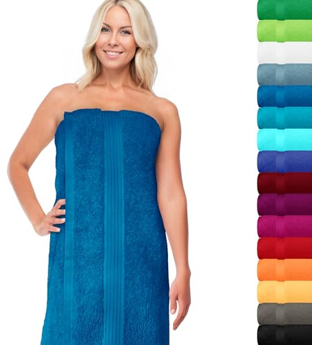 Lashuma Saunahandtuch 70x200 cm, Linz XXL Sauna Liegetuch Petrol Blau | 550 g/m² Frottee, 100% Baumwolle – flauschig, saugstark & angenehm weich. Saunatuch für Damen & Herren, Wellness & Bad
