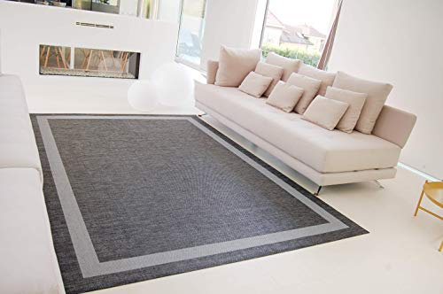 Alfombra vinilica de Tejido Trenzado de Alta Gama Lavable Antideslizante Alfombra Resistentes para Salon Cocina baño Pasillo - 120x180 cm., GRECA-Gris