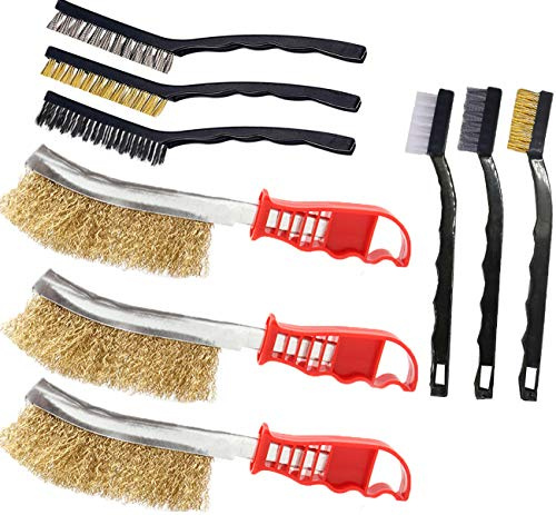 Handrahtbürste Set Edelstahlbürste Brass Nylon Drahtbürste Handdrahtbürstensatz Drahtbürsten (9 Pcs Drahtbürste Set)