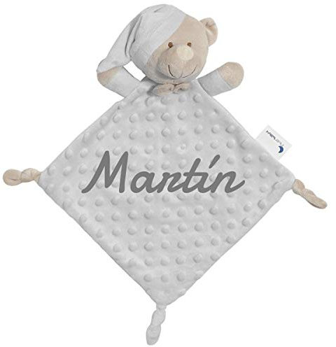 Mibebestore Dou Dou Personalizado Bebé Personalizado Manta Sensorial Nombre Bordado Regalo Recién Nacido 28x17cm Baby Shower Apego Suave Tierno Peluche Cuna Dormir Manta Afectiva Lavable Regalo Unisex