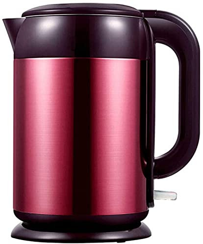 WXJLYZRCXK Bollitori Bollitore Elettrico Antiscottatura a Doppio Strato, 1,7 L, Rosso, 1800 W, Ebollizione Rapida, Acciaio Inossidabile, Tensione Applicabile: 110 V ~ 220 V Bollitore Multifunzione