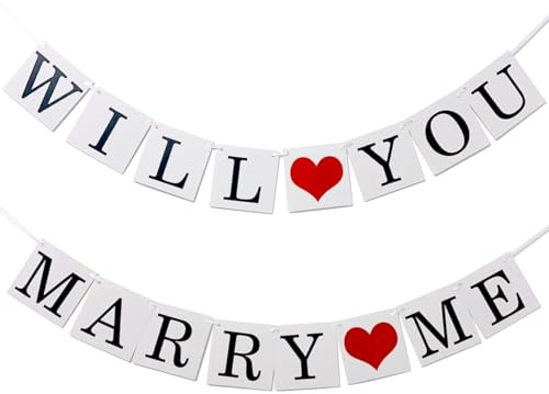Will You Marry me Girlande Heiratsantrag Girlande Wimpelkette Hochzeit Banner Hochzeitsgirlande als Deko für Hochzeit Fest Party Brautdusche Junggesellinnenabschied oder Foto Photo Booth Fotografie