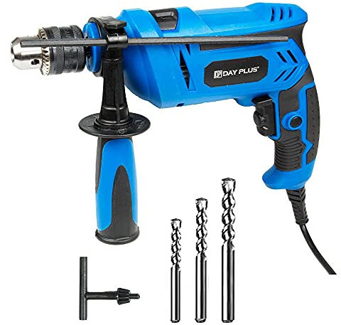 850W Electric Hammer Drill Corded, Powerful 230V Impact Drill, Drill and Hammer-Action 2 in 1, 0-3000RPM, Suitable for Wood, Steel, Concrete, Screw (Blue, 360° Rotated Handle)