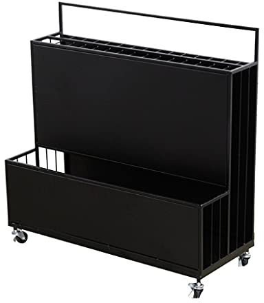 Paragüeros El Soporte del Paraguas del Hotel de Metal, Puede Contener 60 Paraguas Largos y Cortos, Soportes Paraguas con Rodillos de Freno, 75x31x71cm (Color : Black, Size : 75x31x71cm)