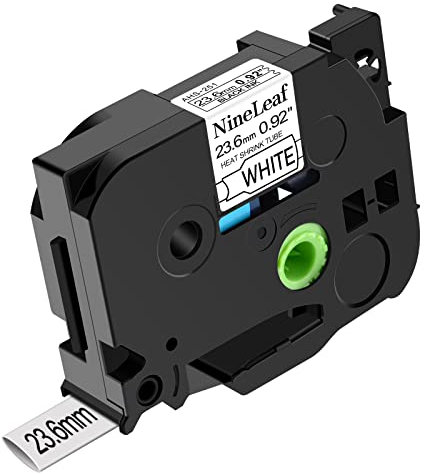 NineLeaf Kompatibel für Brother P-touch HSe-251 HSe251 HS-251 HS251 HSe Schriftband 23,6mm x 1.5m Schwarz auf Weiß Heißschrumpfschlauch für Drähte Kabel in Ptouch PT-330 350 520 540 Etikettenband