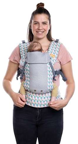 Beco Gemini Cool Mesh Baby Carrier Newborn to Toddler, Cool Grey Geometric