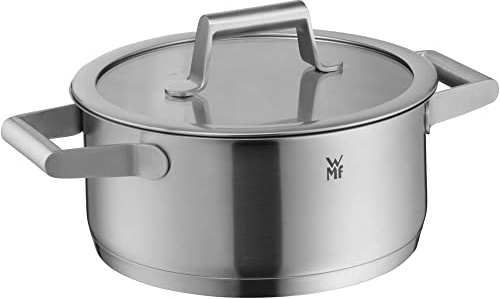 WMF Comfort Line Kochtopf klein 20cm, Glasdeckel, Bratentopf Induktion 2,5l, Cromargan Edelstahl mattiert, Innenskalierung, stapelbar, unbeschichtet