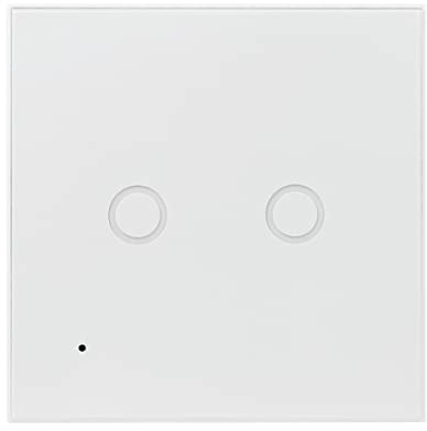 LogiLink SH0112 - Wi-Fi Smart Home Wandschalter (2-fach), über App steuerbar, IP20, Tuya kompatibel, unterstützt Amazon Alexa und Google Home