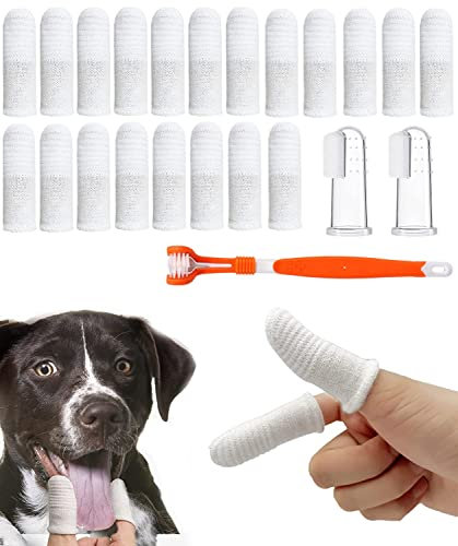 Norhogo hundezahnbürste fingerling, hundezahnbürste fingerling mikrofaser, Pet Finger Zahnbürste für Hunde Katzen Zahnpflege mit 2 zusätzliche transparente Zahnbürsten und 1 lange Zahnbürste 20 Stück