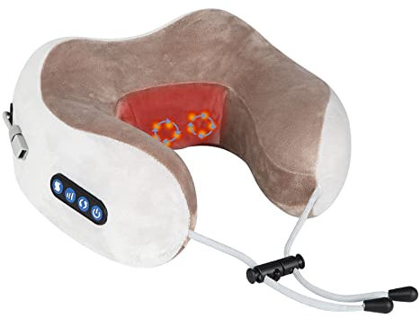 Masseur Cervical et Cou, ADURI Masseur Cervical avec Fonction Chauffage, 3 Niveaux de Force & 3 Modes, Coussin de Massage Électrique pour les Cervicales Douloureuses, Rechargeable par USB