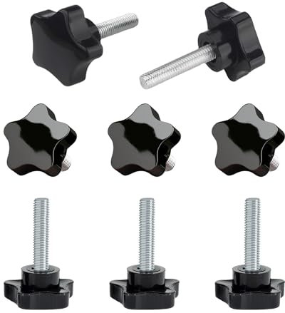 8PCS Boutons de Serrage en Forme D'étoile, M12 X 30mm Vis à Tête Moletée, Bouton à Main Ecrou de Serrage Fileté Boulon Etoile, Boutons de Serrage de Filetage avec Poignée, pour Machine, Équipement