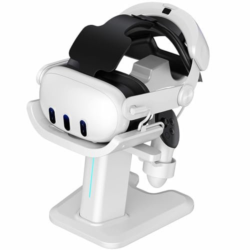 BeisDirect Ladestation mit LED-Licht für Meta Quest 3, Support Elite Strap, Headset Display Stand und Controller Halterung für Meta Quest 3 Zubehör