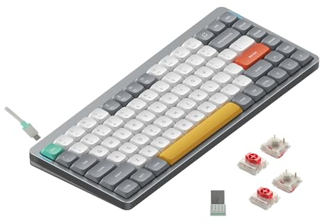nuphy Air75 v2 QMK/VIA Tastiera Meccanica, 75% Tastiera wireless a basso profilo, Bluetooth 5.1, 2.4GHz e connessione cablata, compatibile con sistemi Windows e Mac - Lunar Gray Switch Red 2.0