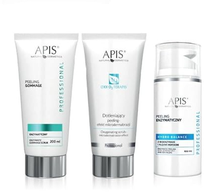 APIS Peeling-Set: Enzymatisches Gommage, Oxy O2 Sauerstoffpeeling & Bioenzyme mit Algen - Hauterneuerung & Mikrodermabrasionseffekt, 500ml