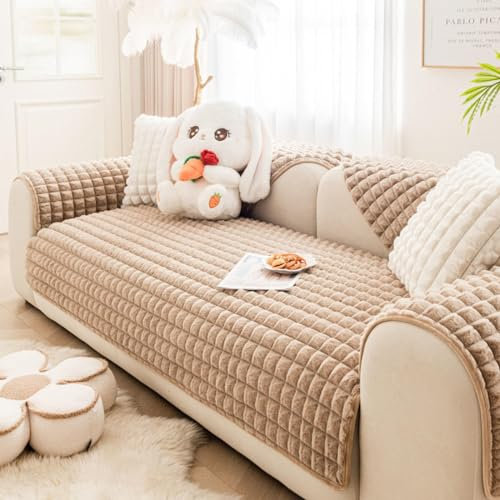 HLTQL Sofabezug 1 2 3 4 Sitzer Sofaschoner rutschfest Couchbezug L Form Waschbarer Dekor Perim Sofa Decken Sofaschutz Katze Hund Decke Doppelseitiger Gesteppter,Brown3-pillowcase(45x45cm)