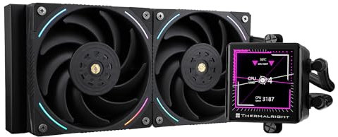 Thermalright Frozen Vision 240 Black AIO Water Cooler,Liquid CPU Cooler, Double PWM Fans CPU Water Cooler,2.88 inch IPS LCD Screen, 2150RPM High Speed,for AMD/AM4/AM5&Intel 1150/1151/1200/2011/1700