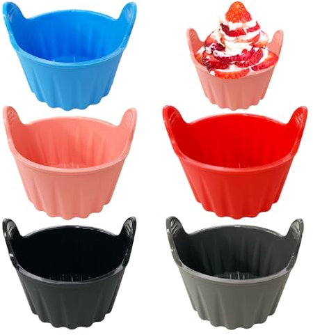 NyxSeat Set mit 5 Silikon-Backförmchen für die Luftfritteuse, antihaftbeschichtete Form für pochierte Eier, wiederverwendbarer Eierpochierer, perfekt zum Kochen von Cupcakes und Eiern.