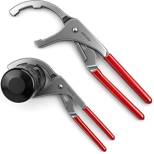Oil Filter Wrench Set, 9 & 12 Adjustable Oil Filter Pliers, Heavy-Duty Oil Filter Removal Tools for Cars, Trucks, Motorcycles, Slip-Free Jaw Design