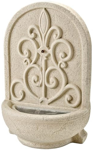 Brunnen - Wand- und Standbrunnen - rund - GRC Beton - H: 54cm - Außen - beige - Royales Muster