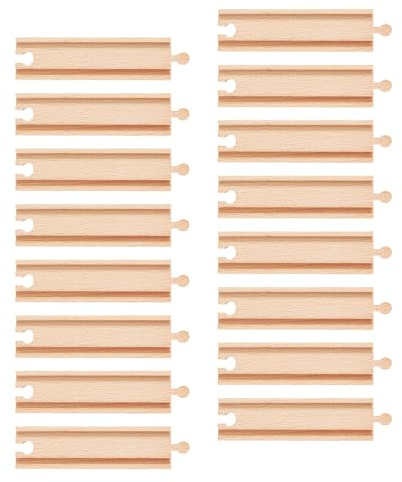 16 Stück Holzeisenbahnschienen, 16,4cm Gleisverbinder Holz Gleisverbinder Holzeisenbahn Gerade Kompatibel mit den Meisten Eisenbahnschienen Eisenbahnspielzeug für Kinder Jungen Mädchen
