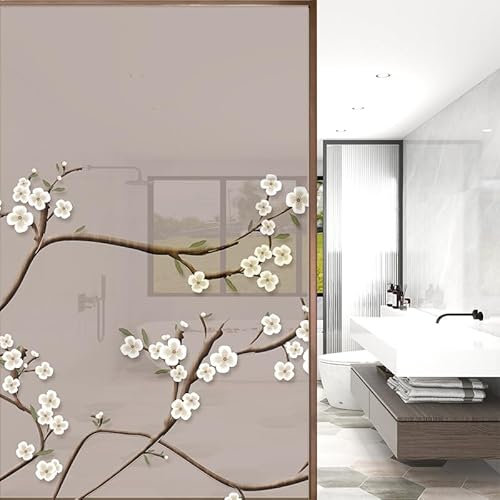Sichtschutzfolie 3D Fensterfolie Glasdekorfolie PVC für Badezimmer Kinderzimmer Küche,Schlafzimmer Wohnzimmer Esszimmer Büro Hotels Klassenzimmer 44.5x300 cm Hellbraun