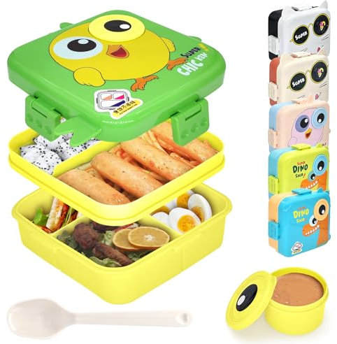 IJIAMY Brotdose Kinder mit Fächern, Auslaufsicher Lunchbox Kinder, Jausenbox kinder für Mädchen & Jungen, Bento Box Kinder, Snackbox, Perfekt für Schule, Kindergarten & Ausflüge