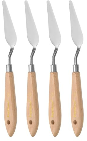 QUARKZMAN 4Pcs 12# Espátula de Pintura de Acero Inoxidable Puntiaguda para Mezclar y Extender Pintura Acrílica y Óleo en Lienzo con Mango de Plástico