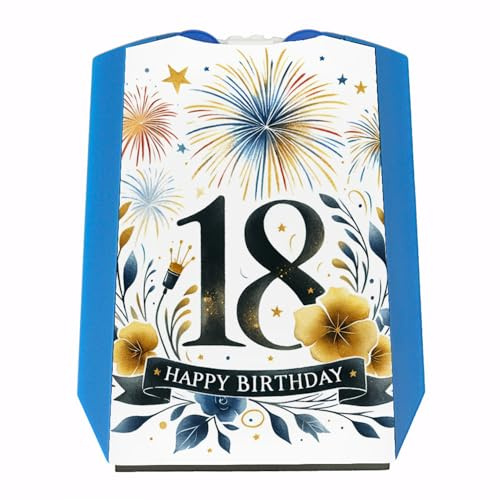 speecheese 18. Geburtstag Parkscheibe mit Spruch Happy Birthday 18 mit Feuerwerk im Hintergrund - Fröhliche Glückwünsche zur achtzehn Feier - Geburtstagsgruß